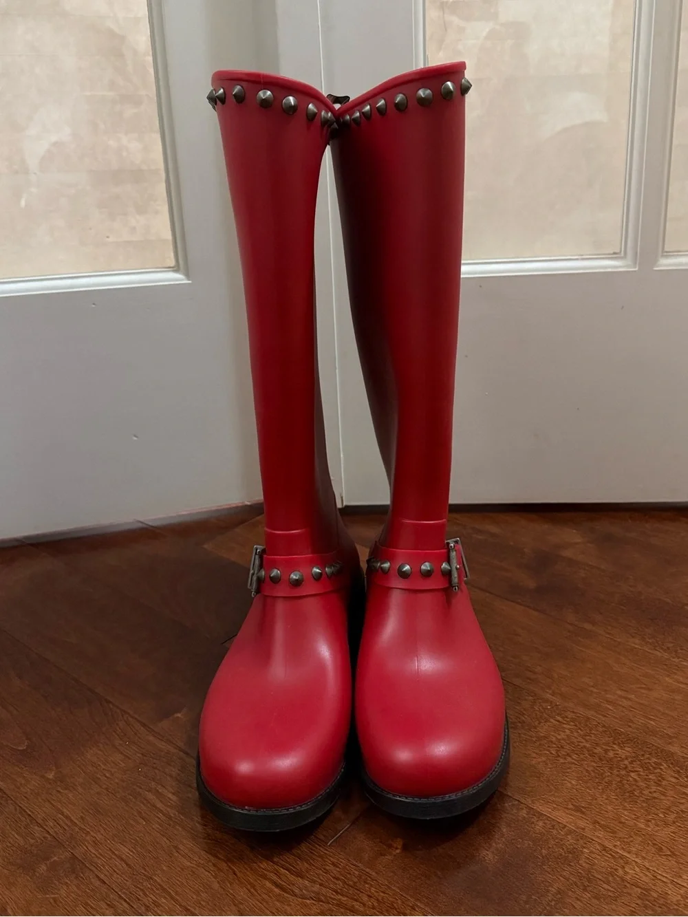 ❌S O L D❌Red Studded Tall Rain Boots - Women's